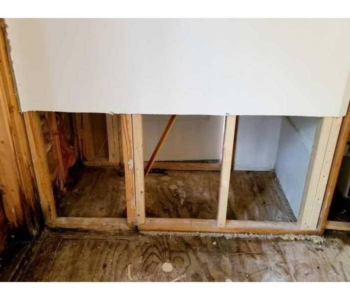 Cut out dry wall with exposed frames